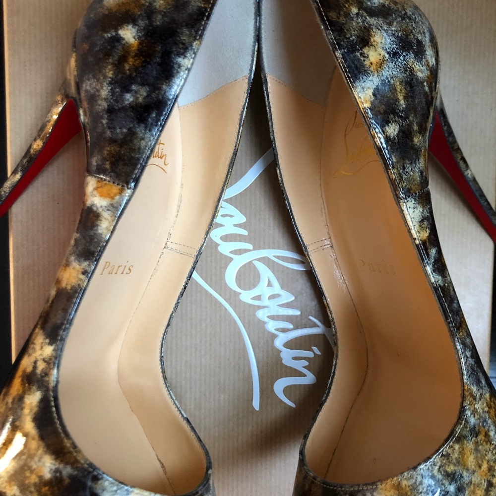 Christian Louboutin So Kate 120 Vernis Mouchete Marble Leopard Patent Pumps 38 - Picture 7 of 10
